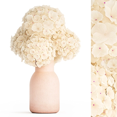 Hydrangea White Bouquet Vase 3D model image 1 