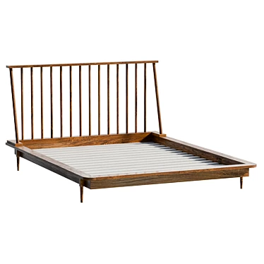 Caramel Spindle Queen Bed, Real-size Model 3D model image 1 