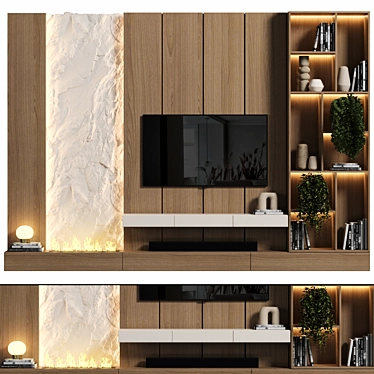 Modern TV Wall 3D Model 3D model image 1 