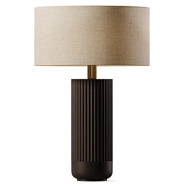 Chocolate Ribbed Concrete Table Lamp 3D model image 1 