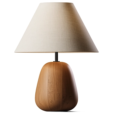 Sleek Groove Wooden Table Lamp 3D model image 1 