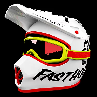 Premium Motocross Helmet 4K Texture 3D model image 1 