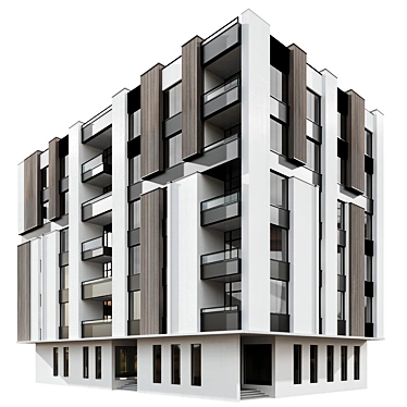 Detailed Building Model with Railing 3D model image 1 