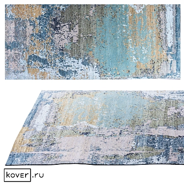 AMORE OX7-GREY-BLUE Floral Silk Rug 3D model image 1 