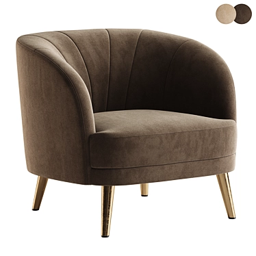 Luxury Velvet LEONE Armchair 3D model image 1 