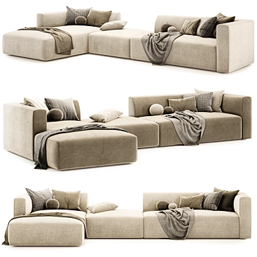 Dual-Tone Match Sofa Set 3D model image 1 