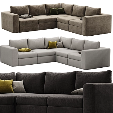 Modern 5-Piece Sectional Sofa Collection 3D model image 1 