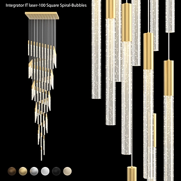 Long chandelier on a square base IT-Laser-Square-Spiral-Bubbles-100
