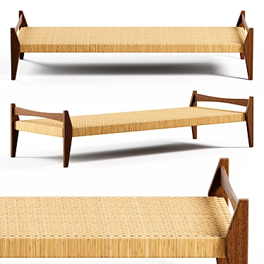 Handcrafted Rattan Wood Daybed 3D model image 1 