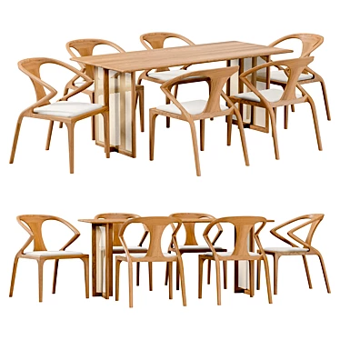 Modern Dining Set Furniture Pair 3D model image 1 