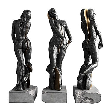 Sculpted Woman Metal Statue 3D model image 1 