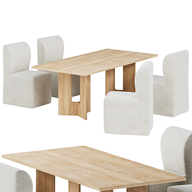 Modern Barwell Dining Set: Table & Chairs 3D model image 1 