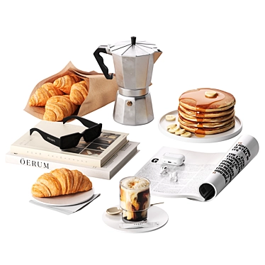 French Breakfast Scene 3D Model 3D model image 1 