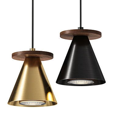 Piet Cone Wood Pendant Lamp 3D model image 1 