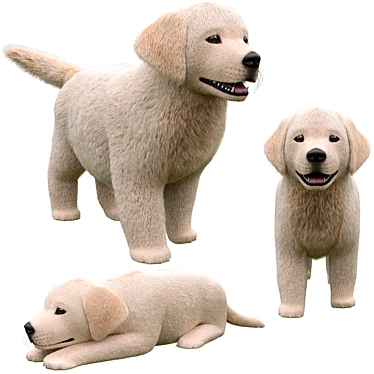 Golden Retriever Puppies Miniatures 3D model image 1 