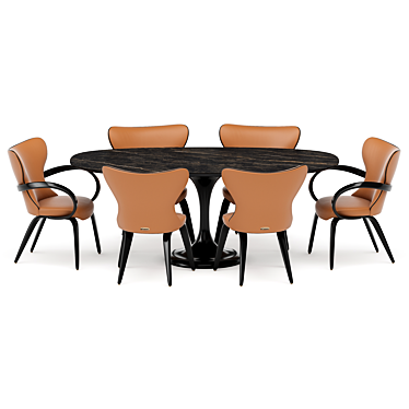 Dining group with table Apriori T 200x100 (Noir Desir) and chairs Apriori S/M (Cognac) OM