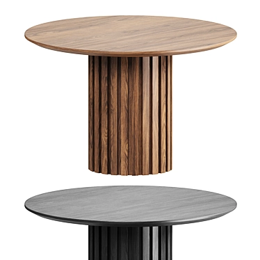 Modern Round Walnut Dining Table 3D model image 1 