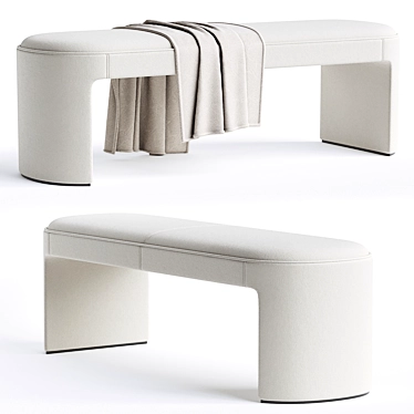  Elegant Ivory Bench for Home 3D model image 1 