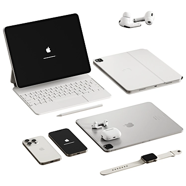 Apple White Tech Set Bundle 3D model image 1 