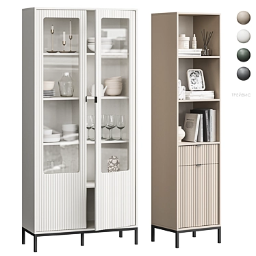 Scandinavian Display Cabinet Set 3D model image 1 