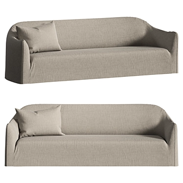 Modern 4 Seater Linen Sofa 3D model image 1 