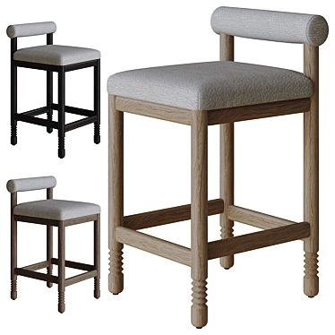 Chic Revival Boucle Modern Stool 3D model image 1 