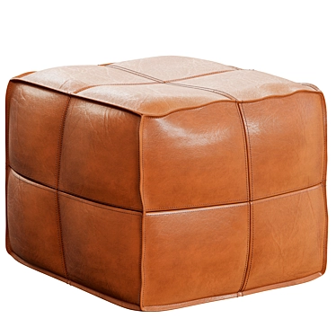 CB2 Brown Leather Square Pouf 3D model image 1 