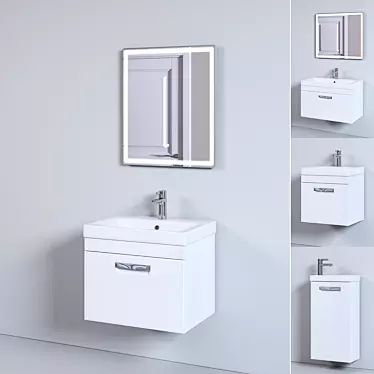 Modern White Bathroom Vanity Set 3D model image 1 