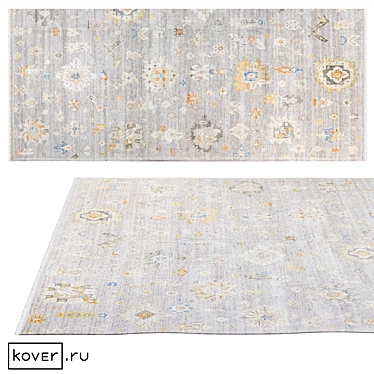 Elegant Oushak Classic Grey Rug 3D model image 1 