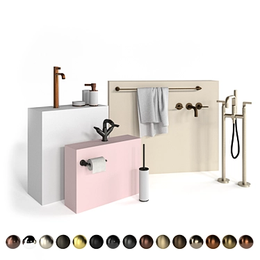 Luxury Gessi Inciso Bathroom Set 3D model image 1 