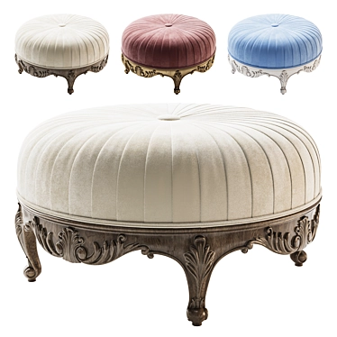 Elegant Light Round Ottoman 3D model image 1 