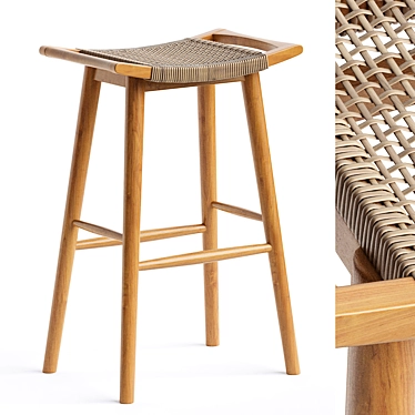 Atoka Acacia Wood Patio Bar Stool 3D model image 1 