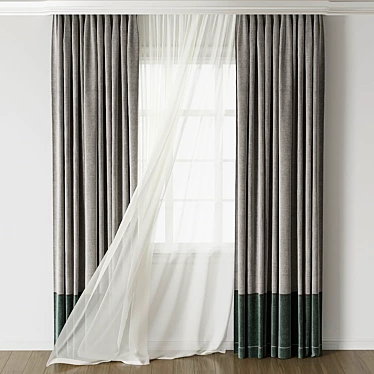 Modern Velvet Curtain 50 3D model image 1 