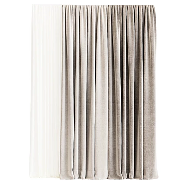 Elegant Floral Curtain Panel 3D model image 1 