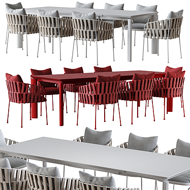 Modern Extendable Dining Set with Chairs 3D model image 1 