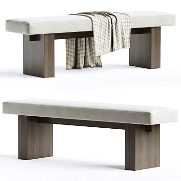 Elegant Linen Upholstered Bench 3D model image 1 