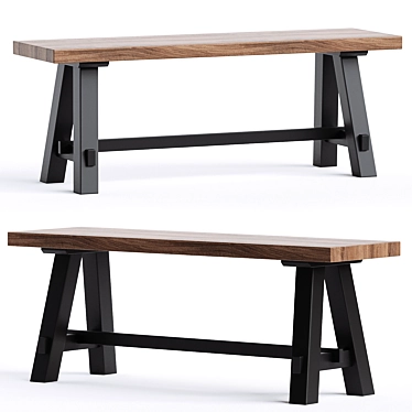 Elyon Rustic Wood Industrial Bench 3D model image 1 