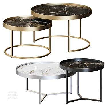 Modern Gold Marble Coffee Table 3D model image 1 