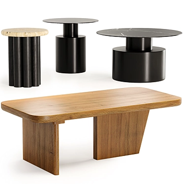 Modern Coffee Table Set Ensemble 3D model image 1 