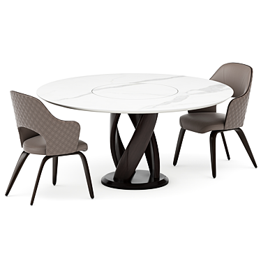 Elegant Dining Set with Virtuos D 160x160 Table & Apriori R Chairs 3D model image 1 