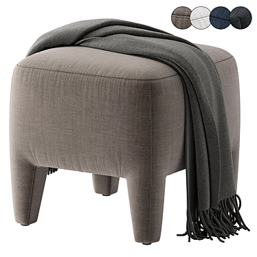 Elegant Turner Ottoman with Metal 3D model image 1 