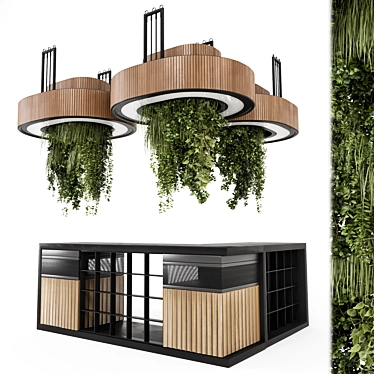 Modern Reception Desk With Plants 3D model image 1 