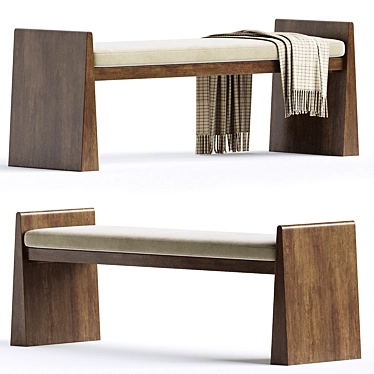 Luxurious Asira Velvet Bench 3D model image 1 