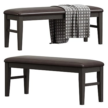 Elegant Faux Leather Bench 3D model image 1 