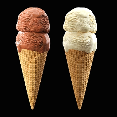 Two-Tone Ice Cream Cone 3D model image 1 