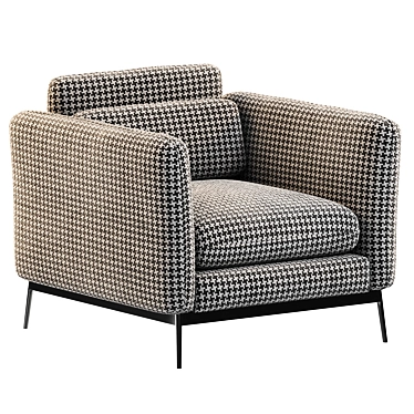 Contemporary Fabric Armchair with Armrests 3D model image 1 