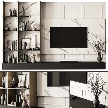 Monochrome TV Wall Art Set 3D model image 1 