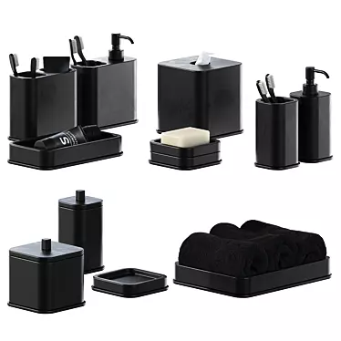 Luxury Black Bathroom Accessory Set 3D model image 1 