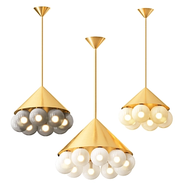 Textured Brass Pendant Lamps 3D model image 1 