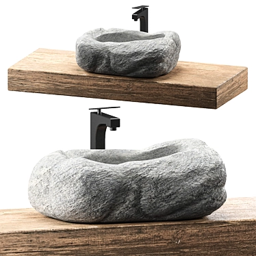 Handcrafted Stone Basin 3D model image 1 